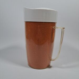 Vintage Raffia Ware ORANGE  Plastic Burlap Pitcher Lid MCM READ